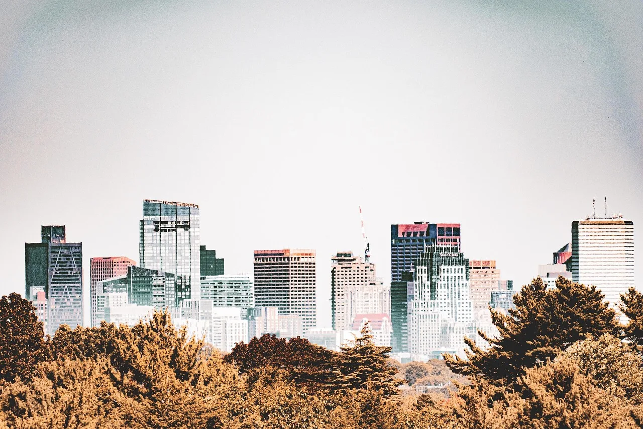 buildings, skyline, city, trees, park, urban, boston, architecture, scenic, sky, nature, business, office, travel, tourism. Boston marketing ops hiring, HubSpot's home market in view