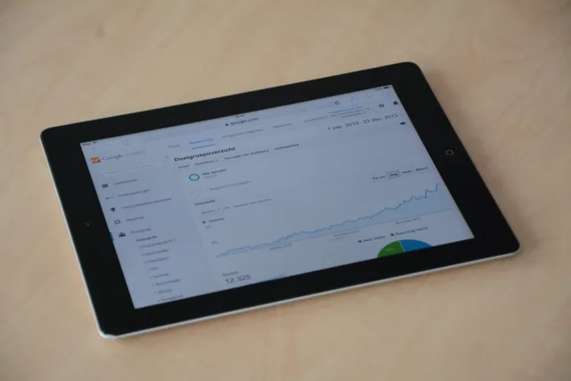 A digital tablet showing a web analytics dashboard with graphs and charts. Marketing resource management tools: what the good ones share