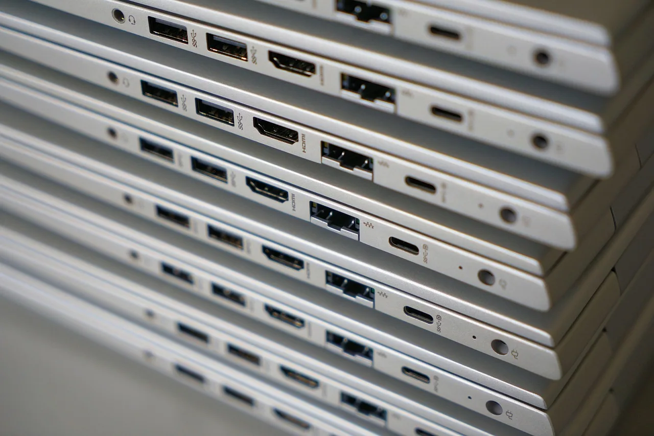 laptop, computer, pile, hdmi, usb, usb-c, hardware, stack, pc, portable, digital, technology, office, closeup, hdmi, hdmi, usb, usb, usb, usb, usb, usb-c. Why does MarTech stack management start with capabilities, not logos?